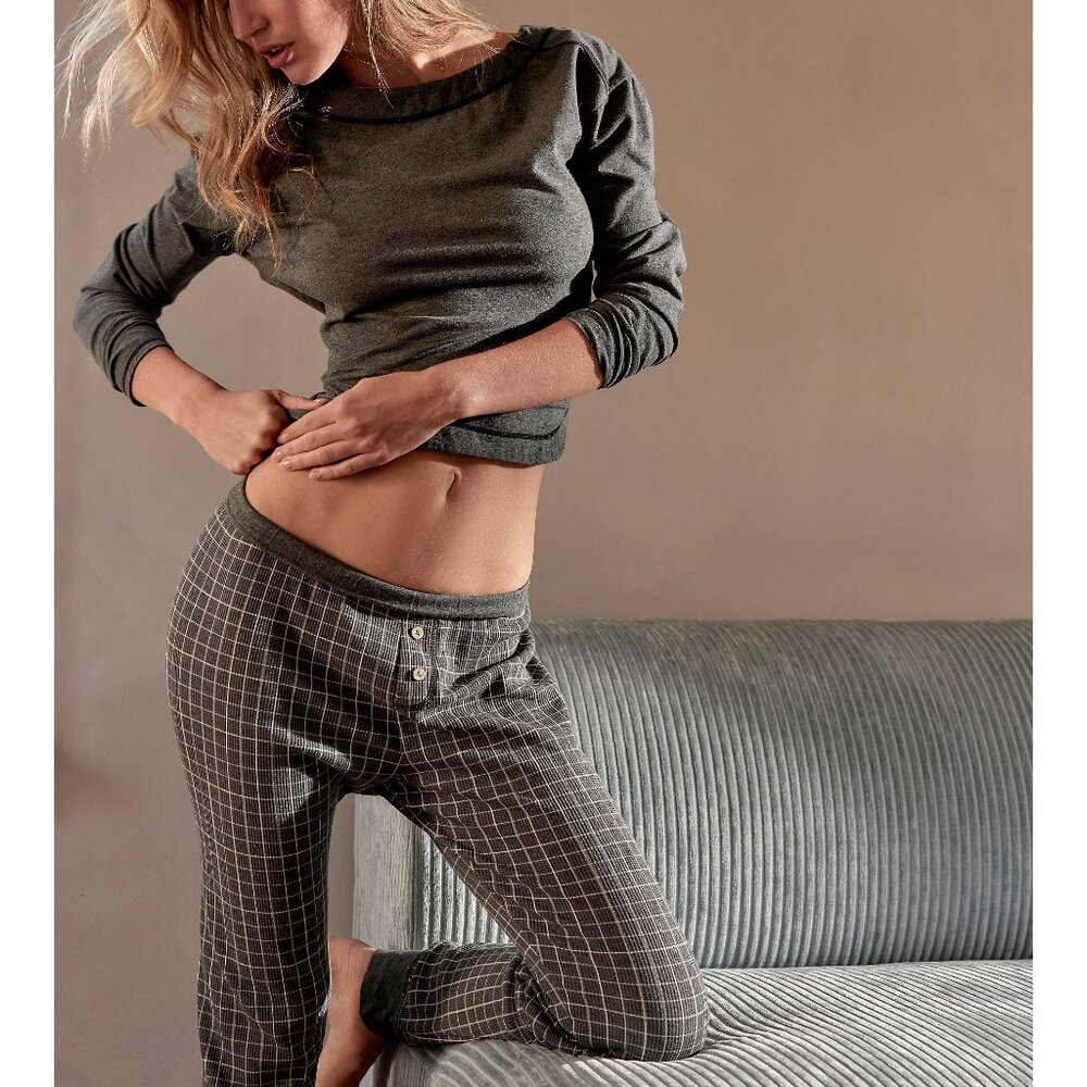 🎉LAST CHANCE🎉 FREE PEOPLE Chill Evening PJ Set / Charcoal Combo - Picture 5 of 10